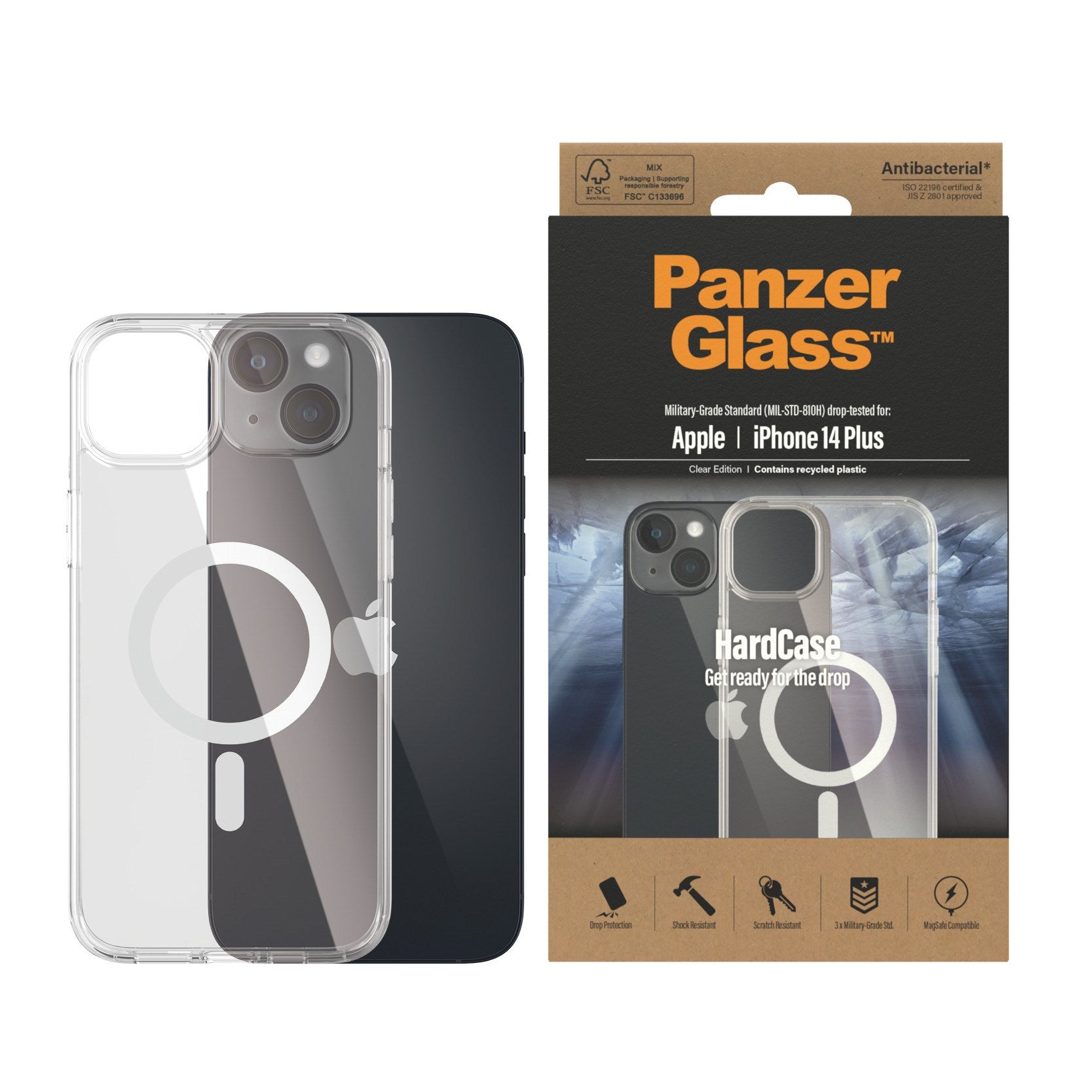 PanzerGlass® HardCase Transparent m. Hvid MagSafe iPhone 14 Plus